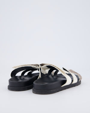 Hermès Chypre Sandal in Brown and White Matte Niloticus Himalaya Crocodile Size EU 37.5