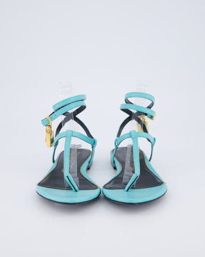 Tom Ford Turquoise Lizard Embossed Leather Sandals with Padlock Detail Size EU 38