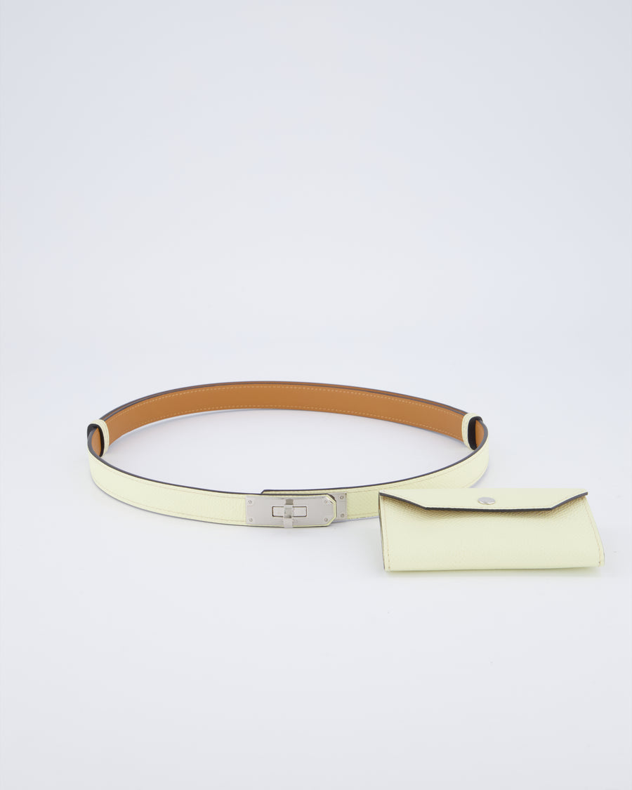 *HOT* Hermès Jaune Milton Kelly Pocket 18 Belt in Epsom Leather with Palladium Hardware RRP £1,550