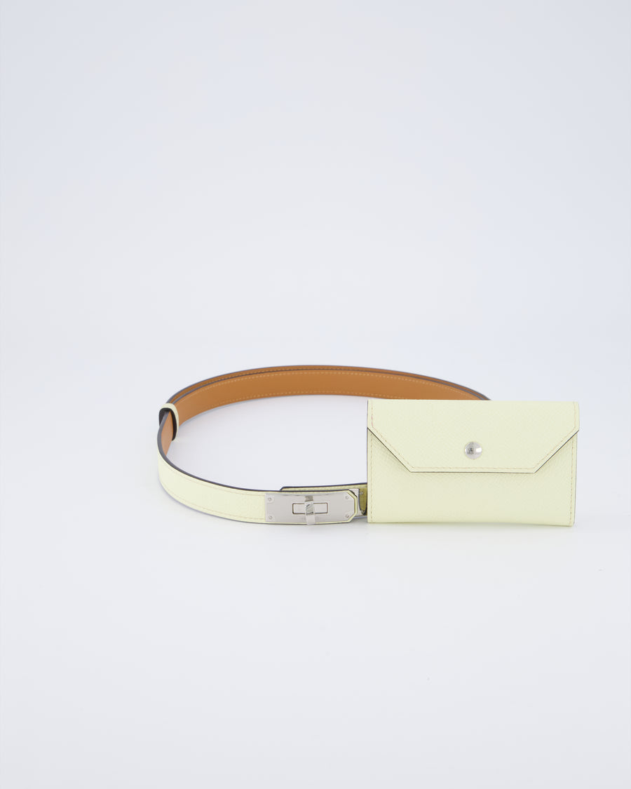 *HOT* Hermès Jaune Milton Kelly Pocket 18 Belt in Epsom Leather with Palladium Hardware RRP £1,550