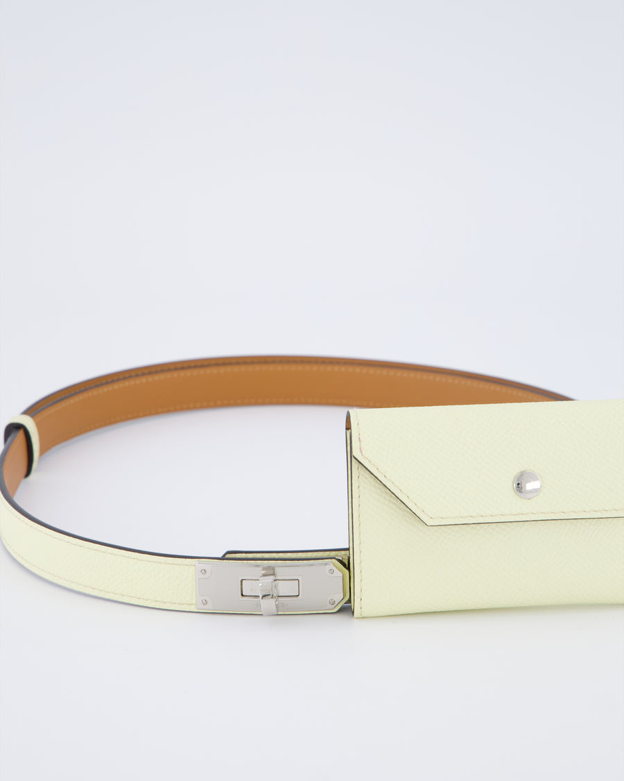 *HOT* Hermès Jaune Milton Kelly Pocket 18 Belt in Epsom Leather with Palladium Hardware RRP £1,550