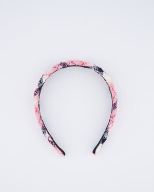 Chanel 24/S Pink Tweed Headband with CC Logo Detail