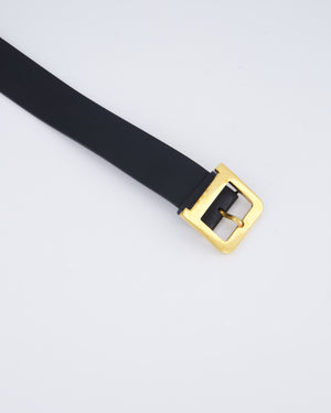 Christian Dior Black Diorquake Leather Belt with Antique Gold Detail Size 75cm