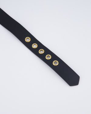 Christian Dior Black Diorquake Leather Belt with Antique Gold Detail Size 75cm