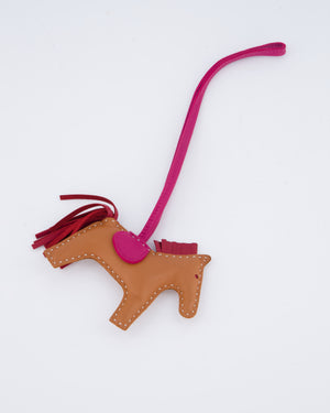 Hermès Rodeo PM Bag Charm in Rose Pourpre, Gold and Rubis Leather