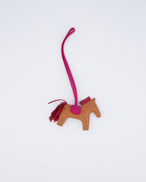 Hermès Rodeo PM Bag Charm in Rose Pourpre, Gold and Rubis Leather
