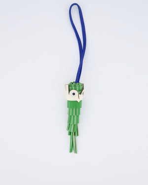 Hermès Chouette Owl Bag Charm in Vert Yucca, Vert Criquet, Nata & Bleu de France Swift & Epsom Leather