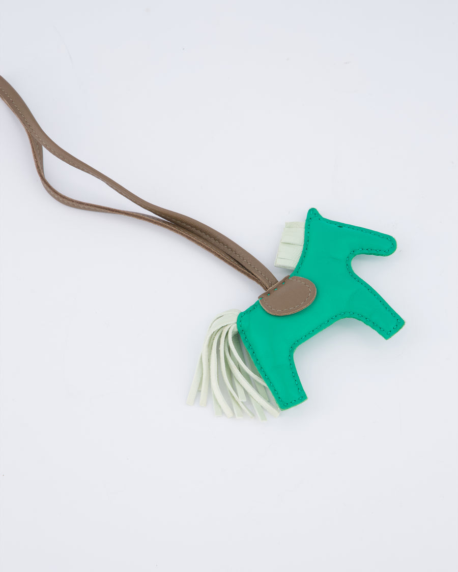 Hermès Rodeo PM Bag Charm in Menthe, Vert Fizz & Etoupe Leather