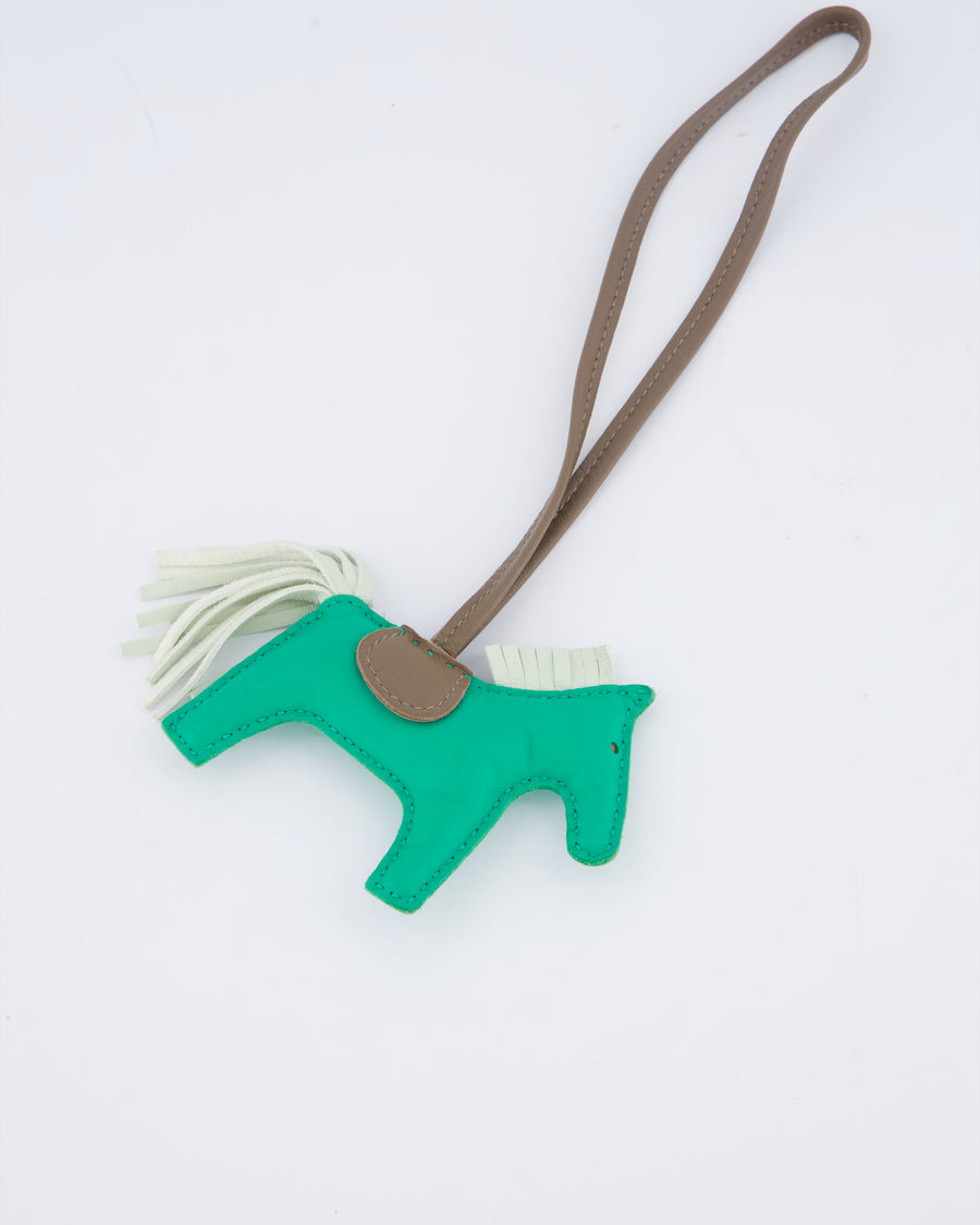 Hermès Rodeo PM Bag Charm in Menthe, Vert Fizz & Etoupe Leather