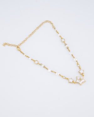Chanel 24/C Gold Pearl Star CC Necklace with Diamante Detail