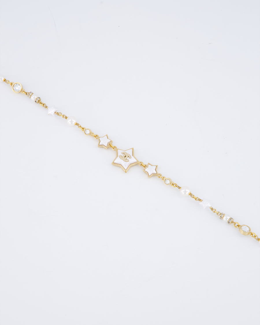 Chanel 24/C Gold Pearl Star CC Necklace with Diamante Detail