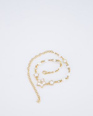 Chanel 24/C Gold Pearl Star CC Necklace with Diamante Detail