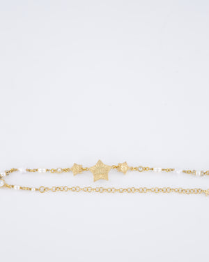 Chanel 24/C Gold Pearl Star CC Necklace with Diamante Detail
