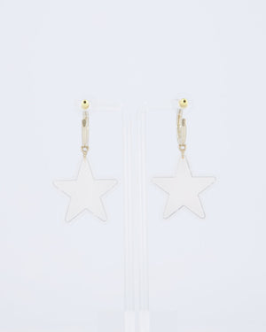Chanel 24/C Champagne Gold Silver Resin CC Star Hoop Earrings