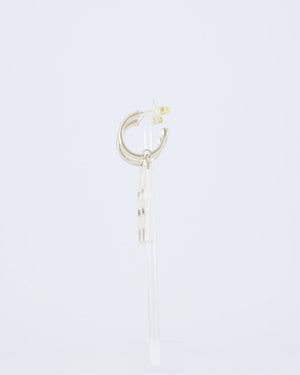 Chanel 24/C Champagne Gold Silver Resin CC Star Hoop Earrings