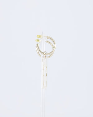 Chanel 24/C Champagne Gold Silver Resin CC Star Hoop Earrings