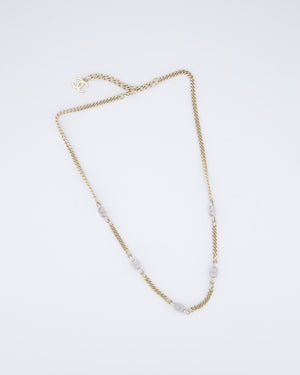 Chanel 22/S Champagne Gold CC Link Necklace with Diamante Detail