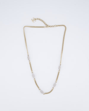 Chanel 22/S Champagne Gold CC Link Necklace with Diamante Detail