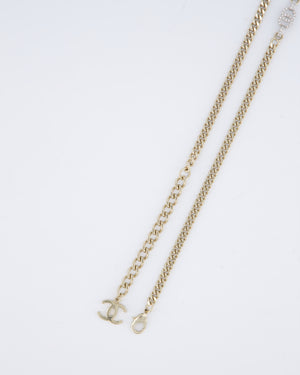 Chanel 22/S Champagne Gold CC Link Necklace with Diamante Detail