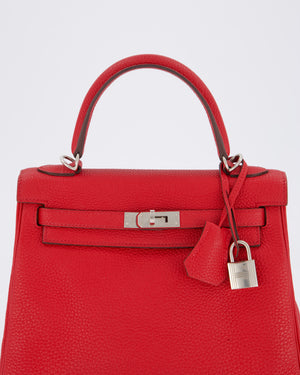 Hermès Kelly 25 Retourne Bag in Rouge Casaque Togo Leather with Palladium Hardware