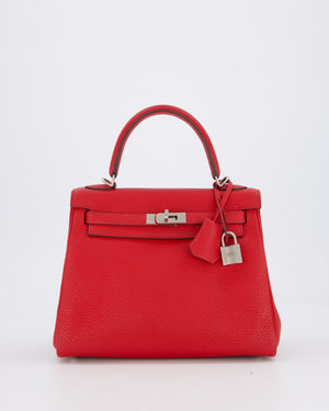Hermès Kelly 25 Retourne Bag in Rouge Casaque Togo Leather with Palladium Hardware