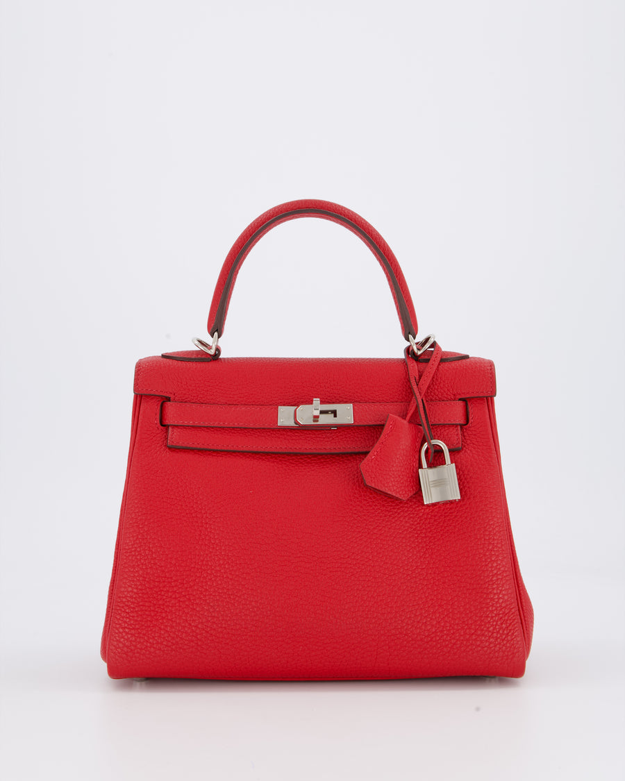 Hermès Kelly 25 Retourne Bag in Rouge Casaque Togo Leather with Palladium Hardware