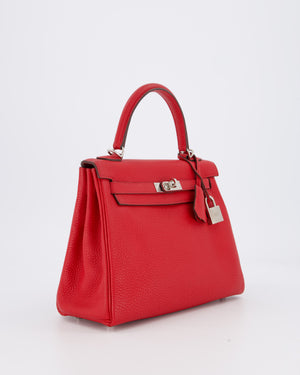 Hermès Kelly 25 Retourne Bag in Rouge Casaque Togo Leather with Palladium Hardware