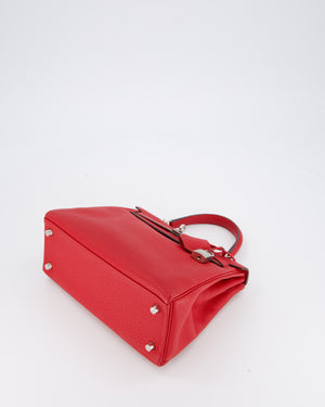Hermès Kelly 25 Retourne Bag in Rouge Casaque Togo Leather with Palladium Hardware