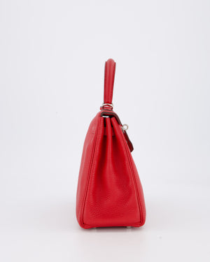 Hermès Kelly 25 Retourne Bag in Rouge Casaque Togo Leather with Palladium Hardware