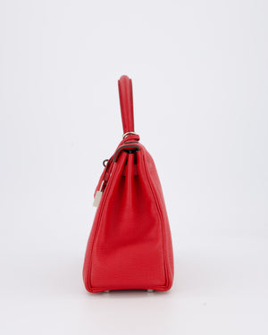Hermès Kelly 25 Retourne Bag in Rouge Casaque Togo Leather with Palladium Hardware