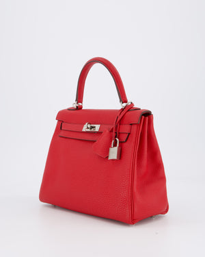 Hermès Kelly 25 Retourne Bag in Rouge Casaque Togo Leather with Palladium Hardware