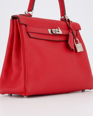Hermès Kelly 25 Retourne Bag in Rouge Casaque Togo Leather with Palladium Hardware