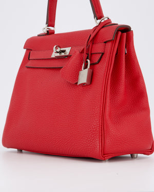 Hermès Kelly 25 Retourne Bag in Rouge Casaque Togo Leather with Palladium Hardware