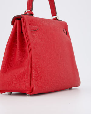 Hermès Kelly 25 Retourne Bag in Rouge Casaque Togo Leather with Palladium Hardware