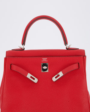 Hermès Kelly 25 Retourne Bag in Rouge Casaque Togo Leather with Palladium Hardware