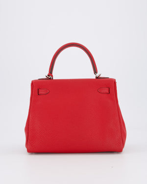 Hermès Kelly 25 Retourne Bag in Rouge Casaque Togo Leather with Palladium Hardware