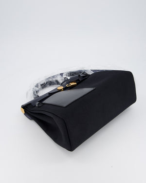 *HOT & RARE* Hermès Herbag 31 Zip Pocket Cargo Bag in Bleu Indigo Toile Militaire Canvas, Noir/Bleu Indigo Vache Hunter Leather with Gold Hardware