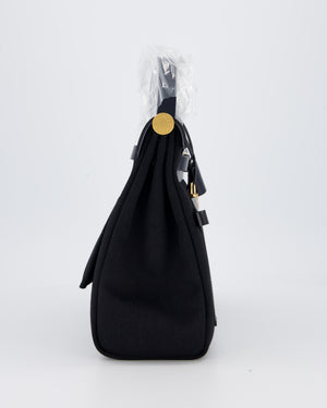 *HOT & RARE* Hermès Herbag 31 Zip Pocket Cargo Bag in Bleu Indigo Toile Militaire Canvas, Noir/Bleu Indigo Vache Hunter Leather with Gold Hardware