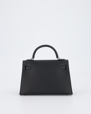 Hermès Mini Kelly II Bag in Noir Epsom Leather with Palladium Hardware