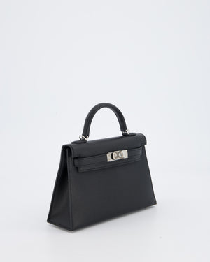 Hermès Mini Kelly II Bag in Noir Epsom Leather with Palladium Hardware