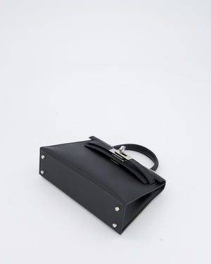 Hermès Mini Kelly II Bag in Noir Epsom Leather with Palladium Hardware