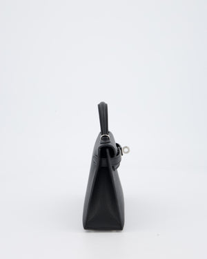 Hermès Mini Kelly II Bag in Noir Epsom Leather with Palladium Hardware