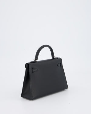 Hermès Mini Kelly II Bag in Noir Epsom Leather with Palladium Hardware