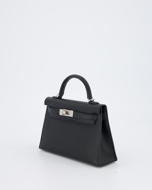 Hermès Mini Kelly II Bag in Noir Epsom Leather with Palladium Hardware