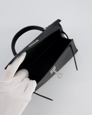 Hermès Mini Kelly II Bag in Noir Epsom Leather with Palladium Hardware