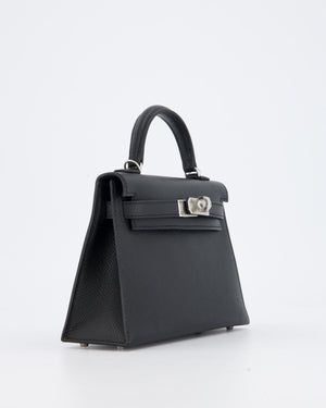 Hermès Mini Kelly II Bag in Noir Epsom Leather with Palladium Hardware