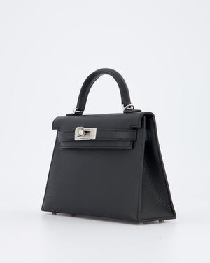 Hermès Mini Kelly II Bag in Noir Epsom Leather with Palladium Hardware
