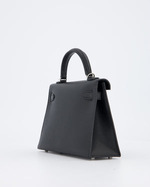 Hermès Mini Kelly II Bag in Noir Epsom Leather with Palladium Hardware