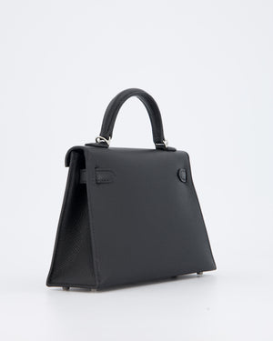 Hermès Mini Kelly II Bag in Noir Epsom Leather with Palladium Hardware