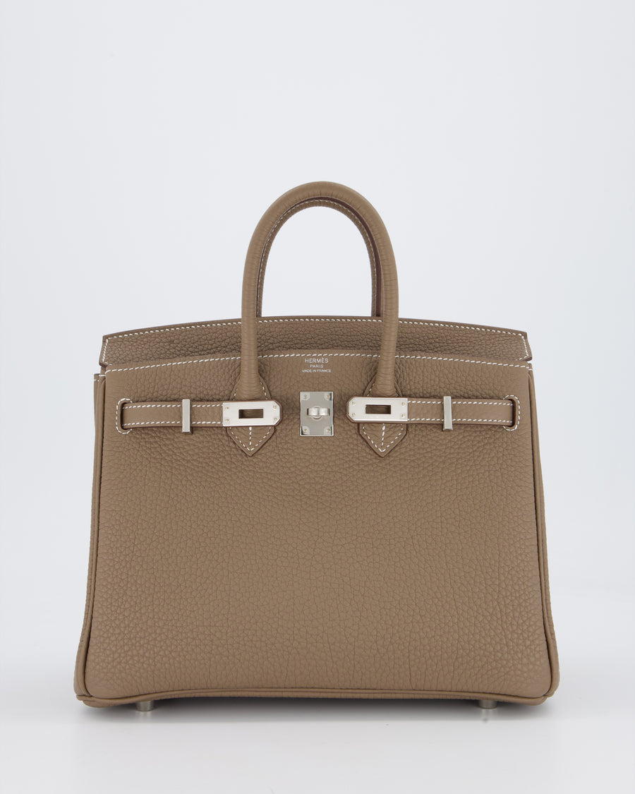 Hermès Birkin 25 Retourne Bag in Etoupe Togo Leather with Palladium Hardware